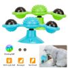 Windmill Cat Toy Turntable Interactive Teasing Pet Toy Wall Mount Turning Tickle Scratch Hair Brushát Toy with Catnip Light Ball