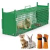 32in 2 Door Live Animal Cage Trap For Animals Under 12LBS Easy To Setup Humane Galvanized Iron Trap Cage For Rabbits Groundhogs Skunk Opossums Nutria