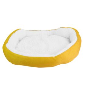 Pet Dog Bed Soft Warm Fleece Puppy Cat Bed Dog Cozy Nest Sofa Bed Cushion For S/M Dog (Option: Yellow)