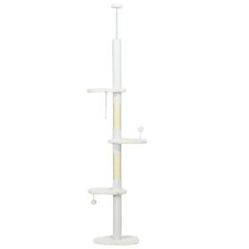  8.4' Floor to Ceiling Cat Tree, Adjustable Height, White (Option: White-370x180x540 mm)