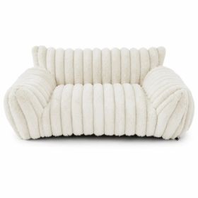 Cute Cat Couch For Pets - Fluffy Cat Beds With Premium Soft Corduroy Fleece, Fuzzy Cats Beds For Indoor Cats With Removable Washable Cover, Supportive (Option: White-M)