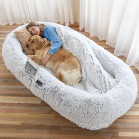 Human Dog Bed, Large Size Fits You And Pets, Washable Faux Fur Dog Bed For People Doze Off, Napping Orthopedic Dog Bed, Present Plump Pillow, Bla (Option: Gray-6XL71Lx45Wx12Th)