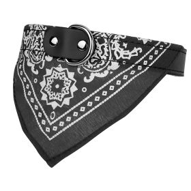 Adjustable Bandana Leather Pet Collar Triangle Scarf (Option: DogBandanaCollarBlackLGPCT1298)