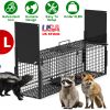 40in 2 Door Live Animal Cage Trap For Animals Under 18LBS Easy To Setup Humane Galvanized Iron Trap Cage For Raccoons Armadillos Foxes Opossums Muskra