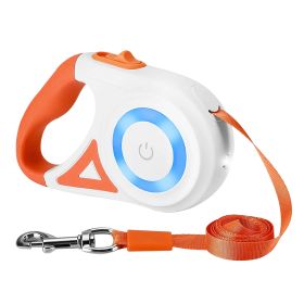 16FT Retractable Dog Leash Extendable Pet Leash Dog Walking Leash with Flashlight RGB Light 2 Rolls of Waste Bags Dispenser Fit for 66-110lbs (Option: DogLeashOrangeGPCT4433)