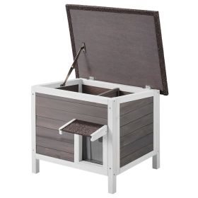 VEVOR Outdoor Cat House Wooden Feral Cat Shelter with Roof & PVC Door Flaps (default: Default)