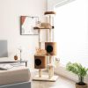 6-Tier Wooden Cat Tree with 2 Removeable Condos Platforms and Perch