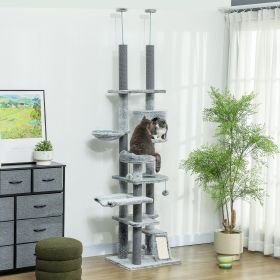 31" Cat Tree Tower with Scratching Posts (Option: Gray-610x490x280 mm)