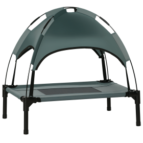 Elevated Dog Bed with Removable Canopy, Outdoor Dog Cot with UV Protection Canopy Shade, Large Pet Bed for Camping (Color: Gray, size: 24 Inch)