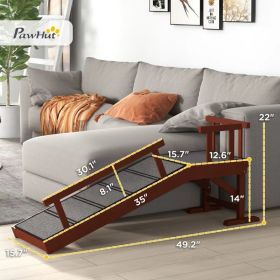 PawHut Wooden Dog Ramp With Removable Guardrails, Non-Slip Surface. (Color: Gray)