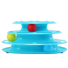 Cat Track Tower Toys 4-Layer Ball Track Interactive Cat Toys Electric Rotate Butterfly Birds (Option: CatToyTriangleBLU)