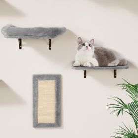 Wall Mounted Cat Shelves Tree With Jump Boards Hammock Sofa Grip Set Of 6 (Option: Grey)