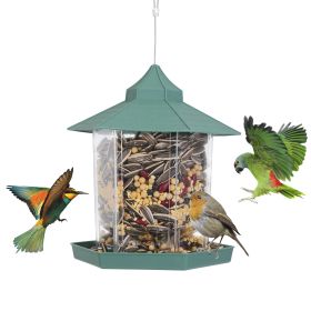 Hanging Gazebo Wild Bird Feeder Outdoor Bird Seed Station with Large Capacity 6 Feeder Ports for Garden Patio Park Weatherproof Easy To Refill (Option: BirdFeederGreenGPCT4819)