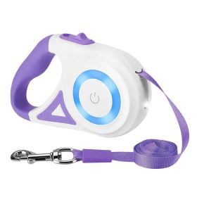 16FT Retractable Dog Leash Extendable Pet Leash Dog Walking Leash with Flashlight RGB Light 2 Rolls of Waste Bags Dispenser Fit for 66-110lbs (Option: DogLeashPurpleGPCT4433)
