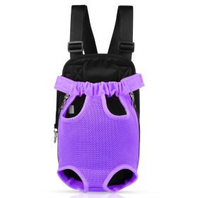 Dog Carrier Backpack Legs Out Front Pet Backpack Carrier Travel Bag Adjustable Shoulder Straps for Hiking Camping Shopping Biking (Option: PetCarryBagPurpleS)