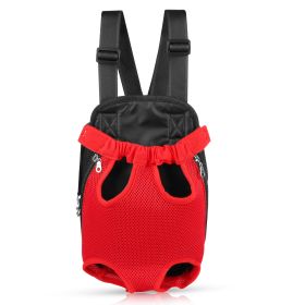 Dog Carrier Backpack Legs Out Front Pet Backpack Carrier Travel Bag Adjustable Shoulder Straps for Hiking Camping Shopping Biking (Option: PetCarryBagRedM)