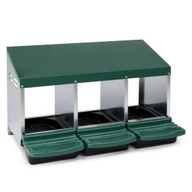 3 Compartment Roll Out Chicken Nesting Box With Plastic Basket, Egg Nest Box Chicken Laying Box Hens Chicken Coop Box, Green (Option: defaulttitle)