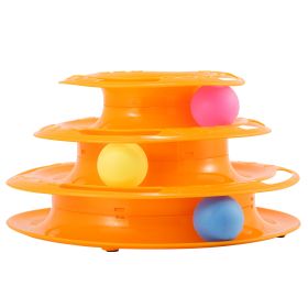 Cat Track Tower Toys 4-Layer Ball Track Interactive Cat Toys Electric Rotate Butterfly Birds (Option: CatToyRoundOrg)