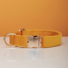 Multiple Colour Velvet Personalise Dog Collar Leash Set With Bow (Option: Yellow-L)