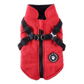Chest Strap Jacket Cotton-padded Coat (Option: DZ229 Red-M)